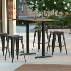 LT&S Excalibur Lancaster Table & Seating Excalibur 27 1/2" X 47 3/16" Rectangular Counter Height Table With Textured Yukon Oak Finish And Two End Outdoor Base Plates