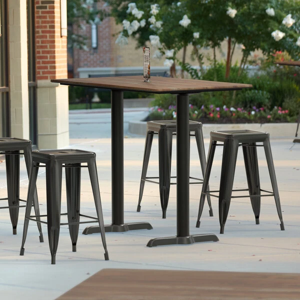 LT&S Excalibur Lancaster Table & Seating Excalibur 27 1/2" X 47 3/16" Rectangular Counter Height Table With Textured Yukon Oak Finish And Two End Outdoor Base Plates 1 LT&S Excalibur Lancaster Table & Seating Excalibur 27 1/2" X 47 3/16" Rectangular Counter Height Table With Textured Yukon Oak Finish And Two End Outdoor Base Plates