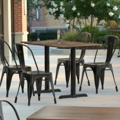 LT&S Excalibur Lancaster Table & Seating Excalibur 27 1/2" X 47 3/16" Rectangular Dining Height Table With Textured Farmhouse Finish And Two End Outdoor Base Plates