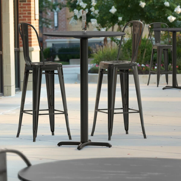 LT&S Excalibur Lancaster Table & Seating Excalibur 31 1/2" Round Bar Height Table With Smooth Letizia Finish And Cross Base Plate 1 LT&S Excalibur Lancaster Table & Seating Excalibur 31 1/2" Round Bar Height Table With Smooth Letizia Finish And Cross Base Plate