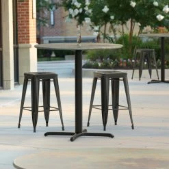 LT&S Excalibur Lancaster Table & Seating Excalibur 36" Round Counter Height Table With Textured Canyon Painted Metal Finish And Cross Base Plate