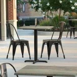 LT&S Excalibur Lancaster Table & Seating Excalibur 27 1/2" X 27 1/2" Square Dining Height Table With Textured Canyon Painted Metal Finish And Cross Base Plate