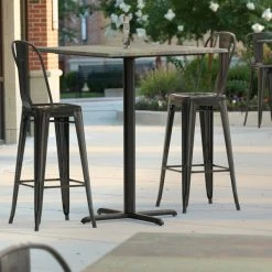 LT&S Excalibur Lancaster Table & Seating Excalibur 36" X 36" Square Bar Height Table With Textured Canyon Painted Metal Finish And Cross Base Plate
