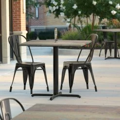 LT&S Excalibur Lancaster Table & Seating Excalibur 36" X 36" Square Dining Height Table With Textured Canyon Painted Metal Finish And Cross Base Plate