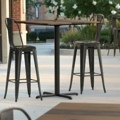LT&S Excalibur Lancaster Table & Seating Excalibur 36" X 36" Square Bar Height Table With Textured Farmhouse Finish And Cross Base Plate -Zown Shop 2463532