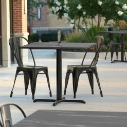 LT&S Excalibur Lancaster Table & Seating Excalibur 36" X 36" Square Dining Height Table With Smooth Letizia Finish And Cross Base Plate