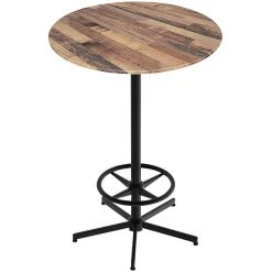 Holland Bar Stool EuroSlim 36" Round Rustic Wood Indoor / Outdoor Bar Height Table With Foot Rest Base