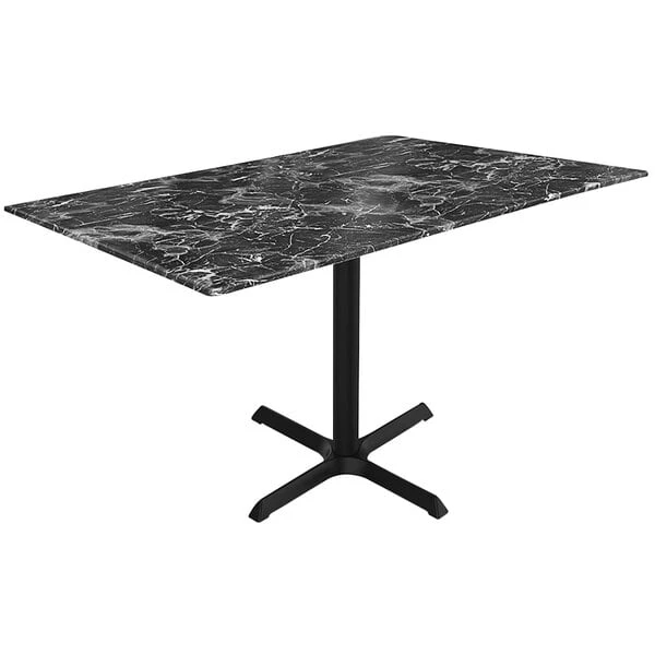 Holland Bar Stool EuroSlim 32" X 48" Black Marble Indoor / Outdoor Table With Cross Base 1 Holland Bar Stool EuroSlim 32" X 48" Black Marble Indoor / Outdoor Table With Cross Base