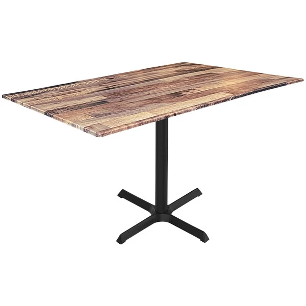 Holland Bar Stool EuroSlim 32" X 48" Rustic Wood Indoor / Outdoor Standard Height Table With Cross Base 1 Holland Bar Stool EuroSlim 32" X 48" Rustic Wood Indoor / Outdoor Standard Height Table With Cross Base