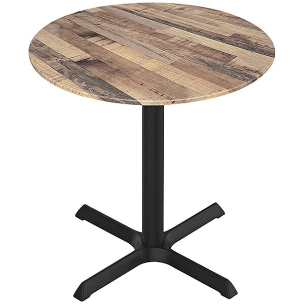 Holland Bar Stool EuroSlim 36" Round Rustic Wood Indoor / Outdoor Table With Cross Base 1 Holland Bar Stool EuroSlim 36" Round Rustic Wood Indoor / Outdoor Table With Cross Base