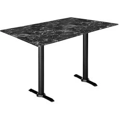 Holland Bar Stool EuroSlim 32" X 48" Black Marble Indoor / Outdoor Standard Height Table With End Column Base
