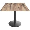 Holland Bar Stool EuroSlim Square Rustic Wood Indoor / Outdoor Table With Round Base