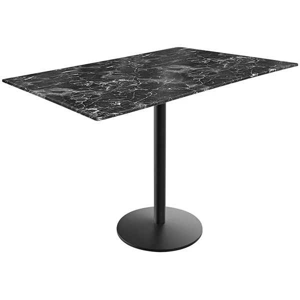 Holland Bar Stool EuroSlim 32" X 48" Black Marble Indoor / Outdoor Bar Height Table With Round Base 1 Holland Bar Stool EuroSlim 32" X 48" Black Marble Indoor / Outdoor Bar Height Table With Round Base
