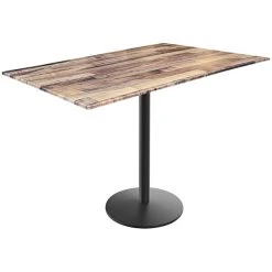 Holland Bar Stool EuroSlim 32" X 48" Rustic Wood Indoor / Outdoor Bar Height Table With Round Base