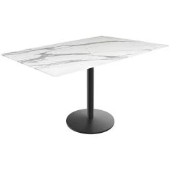Holland Bar Stool EuroSlim 32" X 48" White Marble Indoor / Outdoor Standard Height Table With Round Base