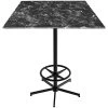 Holland Bar Stool EuroSlim Square Black Marble Indoor / Outdoor Bar Height Table With Foot Rest Base