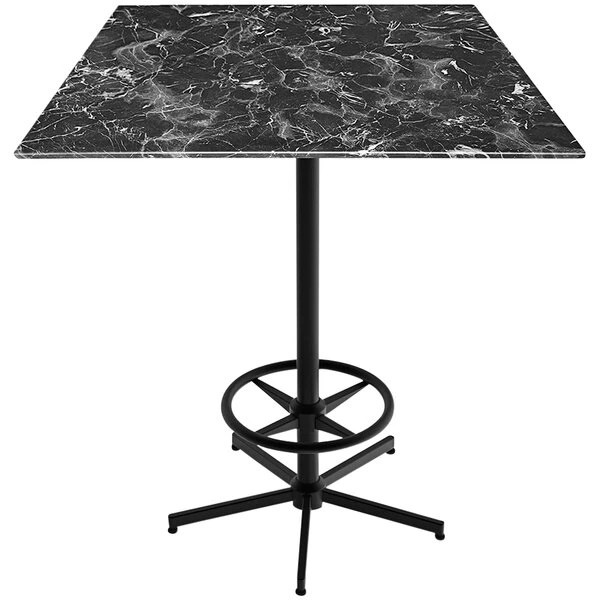 Holland Bar Stool EuroSlim Square Black Marble Indoor / Outdoor Bar Height Table With Foot Rest Base 1 Holland Bar Stool EuroSlim Square Black Marble Indoor / Outdoor Bar Height Table With Foot Rest Base