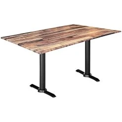 Holland Bar Stool EuroSlim 32" X 48" Rustic Wood Indoor / Outdoor Standard Height Table With End Column Base