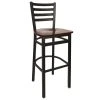 BFM Seating Lima Metal Ladder Back Barstool With Mahogany Wooden Seat
