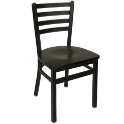 BFM Seating Lima Metal Ladder Back Side Chair With Black Wooden Seat