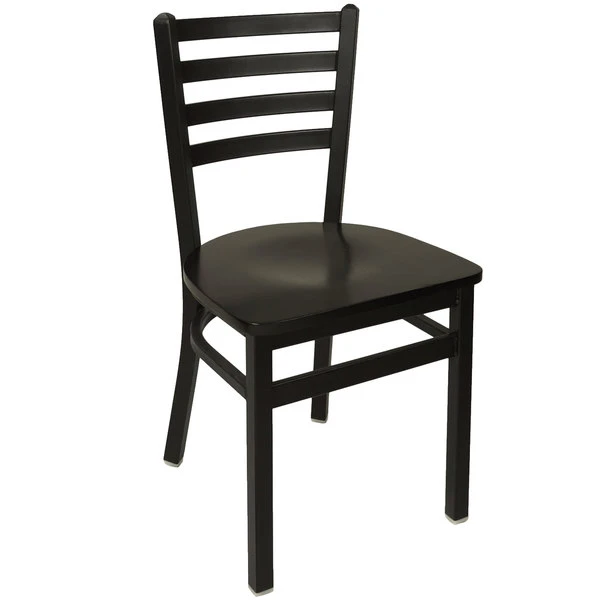 BFM Seating Lima Metal Ladder Back Side Chair With Black Wooden Seat 1 BFM Seating Lima Metal Ladder Back Side Chair With Black Wooden Seat