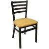 BFM Seating Lima Metal Ladder Back Side Chair With Natural Wooden Seat