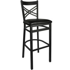 BFM Seating Akrin Metal Barstool With 2" Black Vinyl Seat