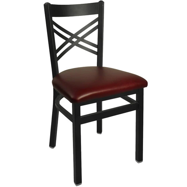 BFM Seating Akrin Metal Chair With 2" Burgundy Vinyl Seat 1 BFM Seating Akrin Metal Chair With 2" Burgundy Vinyl Seat