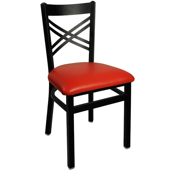 BFM Seating Akrin Metal Chair With 2" Red Vinyl Seat 1 BFM Seating Akrin Metal Chair With 2" Red Vinyl Seat
