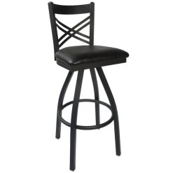 BFM Seating Akrin Metal Barstool With 2" Black Vinyl Swivel Seat