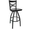 BFM Seating Akrin Metal Barstool With Black Wood Swivel Seat