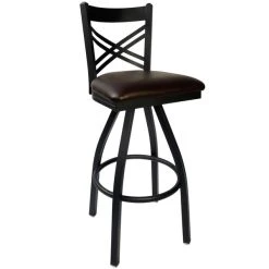 BFM Seating Akrin Metal Barstool With 2" Dark Brown Vinyl Swivel Seat