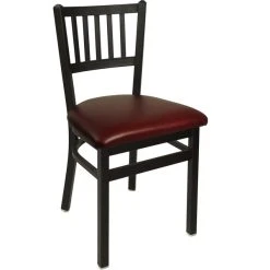 BFM Seating Troy Sand Black Steel Side Chair With 2" Burgundy Vinyl Seat