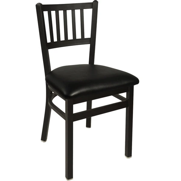 BFM Seating Troy Sand Black Steel Side Chair With 2" Black Vinyl Seat 1 BFM Seating Troy Sand Black Steel Side Chair With 2" Black Vinyl Seat
