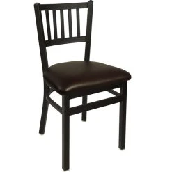 BFM Seating Troy Sand Black Steel Side Chair With 2" Dark Brown Vinyl Seat