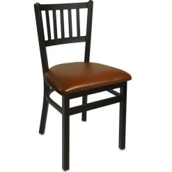 BFM Seating Troy Sand Black Steel Side Chair With 2" Light Brown Vinyl Seat