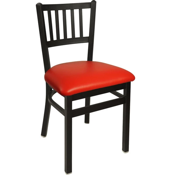 BFM Seating Troy Sand Black Steel Side Chair With 2" Red Vinyl Seat 1 BFM Seating Troy Sand Black Steel Side Chair With 2" Red Vinyl Seat