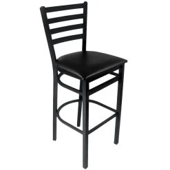 BFM Seating Lima Sand Black Steel Bar Height Chair With 2" Black Vinyl Seat