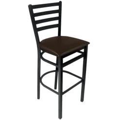 BFM Seating Lima Sand Black Steel Bar Height Chair With 2" Dark Brown Vinyl Seat