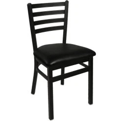 BFM Seating Lima Sand Black Steel Side Chair With 2" Black Vinyl Seat