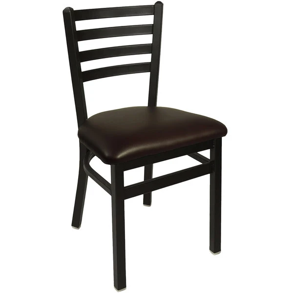 BFM Seating Lima Sand Black Steel Side Chair With 2" Dark Brown Vinyl Seat 1 BFM Seating Lima Sand Black Steel Side Chair With 2" Dark Brown Vinyl Seat