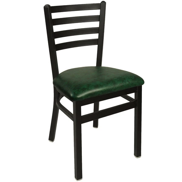 BFM Seating Lima Sand Black Steel Side Chair With 2" Green Vinyl Seat 1 BFM Seating Lima Sand Black Steel Side Chair With 2" Green Vinyl Seat