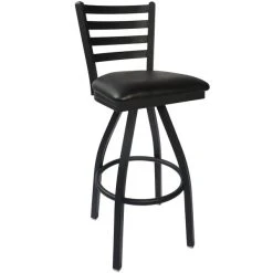 BFM Seating Lima Sand Black Steel Bar Height Chair With 2" Black Vinyl Swivel Seat