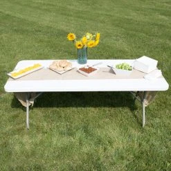 Lancaster Table & Seating 30" X 72" Heavy-Duty Granite White Plastic Folding Table