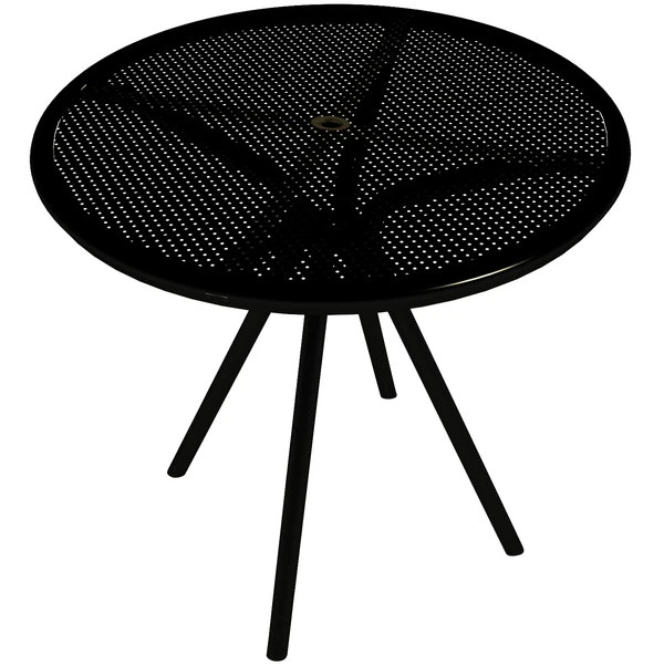 American Tables & Seating American Tables And Seating AB30 30" Black Round Outdoor Table With Umbrella Hole 1 American Tables & Seating American Tables And Seating AB30 30" Black Round Outdoor Table With Umbrella Hole