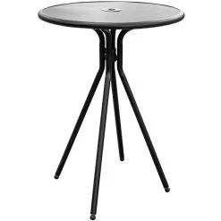 American Tables & Seating American Tables And Seating ABB30 30" Black Round Bar Height Outdoor Table With Umbrella Hole