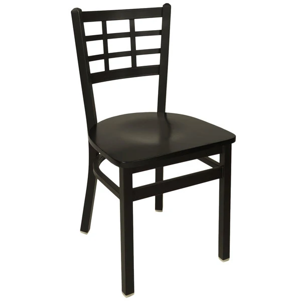 BFM Seating Marietta Sand Black Metal Side Chair With Black Wood Seat 1 BFM Seating Marietta Sand Black Metal Side Chair With Black Wood Seat