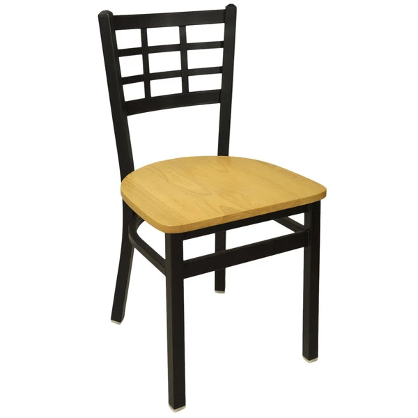 BFM Seating Marietta Sand Black Metal Side Chair With Natural Wood Seat 1 BFM Seating Marietta Sand Black Metal Side Chair With Natural Wood Seat