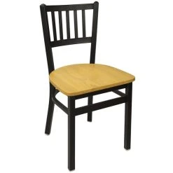 BFM Seating Troy Sand Black Metal Side Chair With Natural Seat