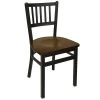 BFM Seating Troy Sand Black Metal Side Chair With Walnut Seat